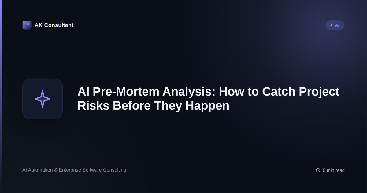 Violet sparkle icon on a dark background representing AI-powered pre-mortem risk analysis
