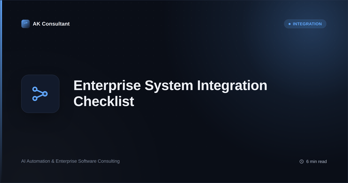 Blue network-node icon on a dark background representing enterprise system integration